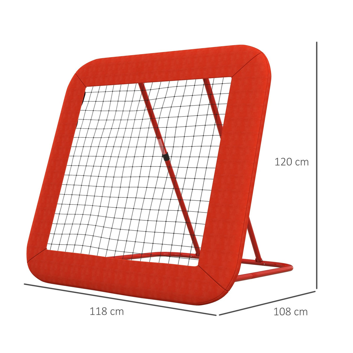 Rebounder for football, foldable football rebounder with protective edge, pegs, 5 levels height adjustable rebound wall net for handball, volleyball and basketball, red