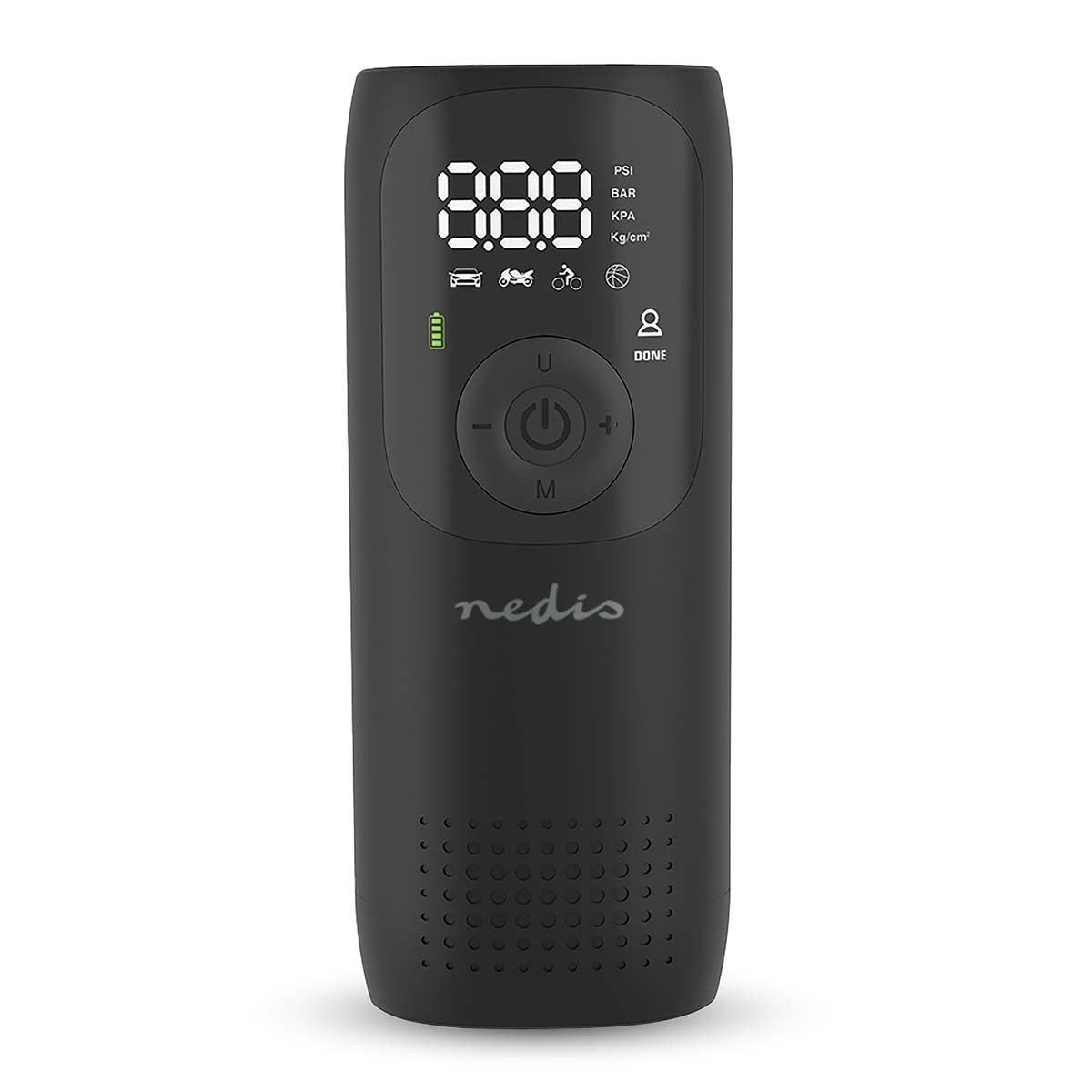 Rechargeable Air Compressor | 0.1 - 10.3 Bar | Dunlop Valve | Operation modes: Car / Motorbike / Bycicle / Ball | Yes | Air Pressure Meter