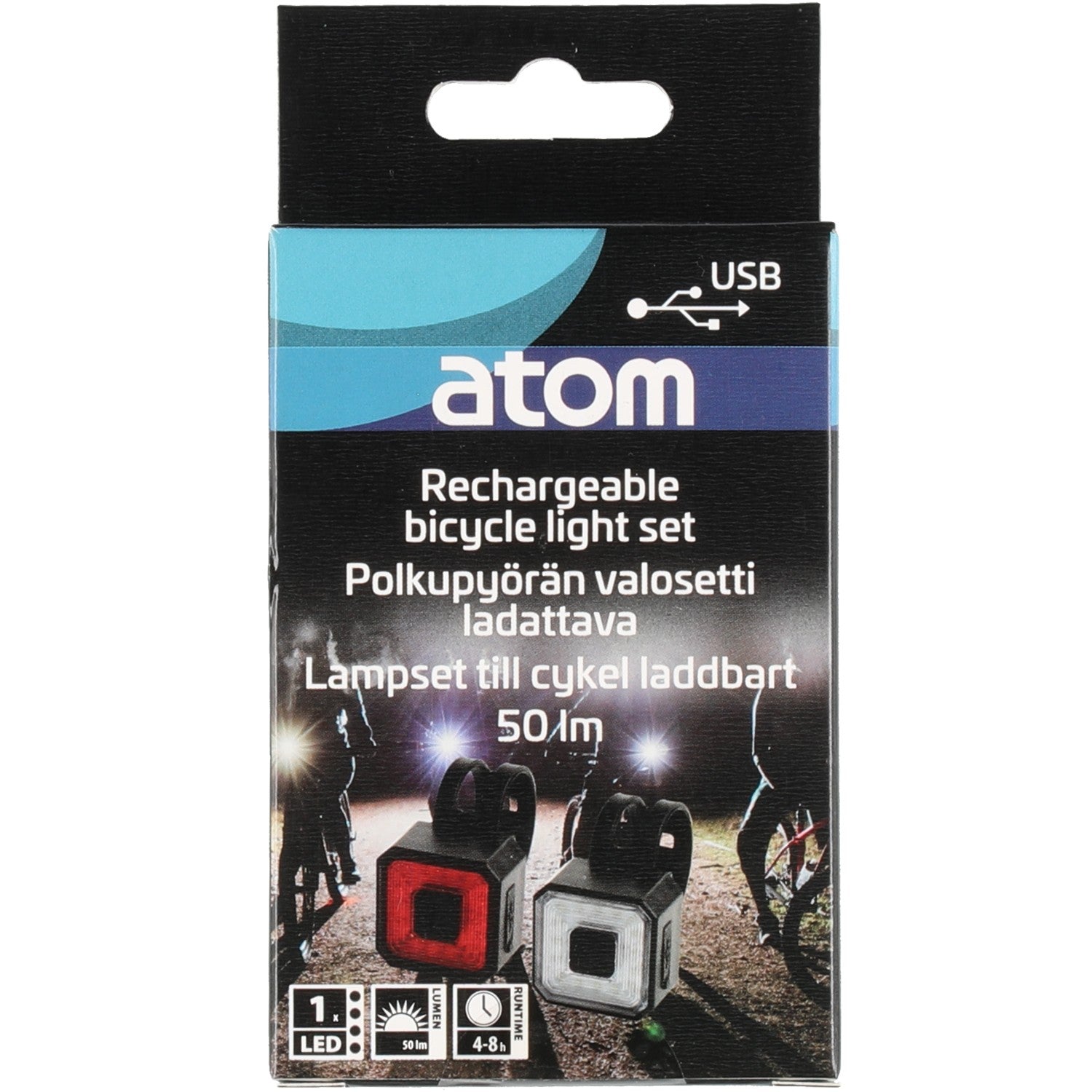 Rechargeable Bicycle Lights Square 50 lm