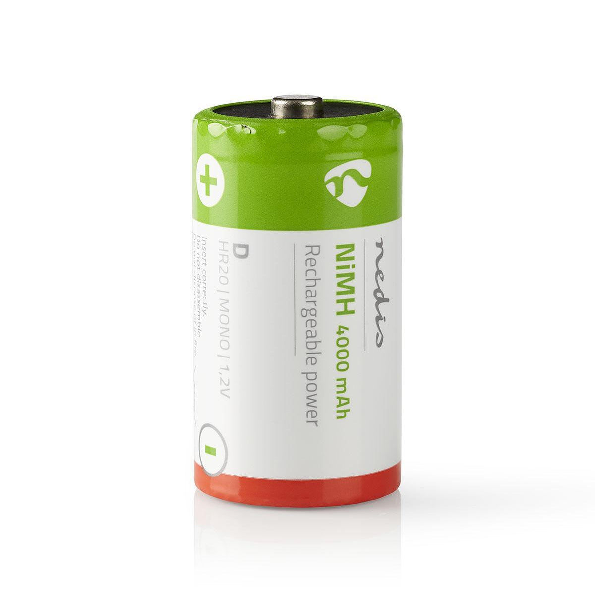 Rechargeable Ni-MH Battery D | 1.2 V DC | 4000 mAh | Preloaded | 2-Blister | HR20 | Green / Red