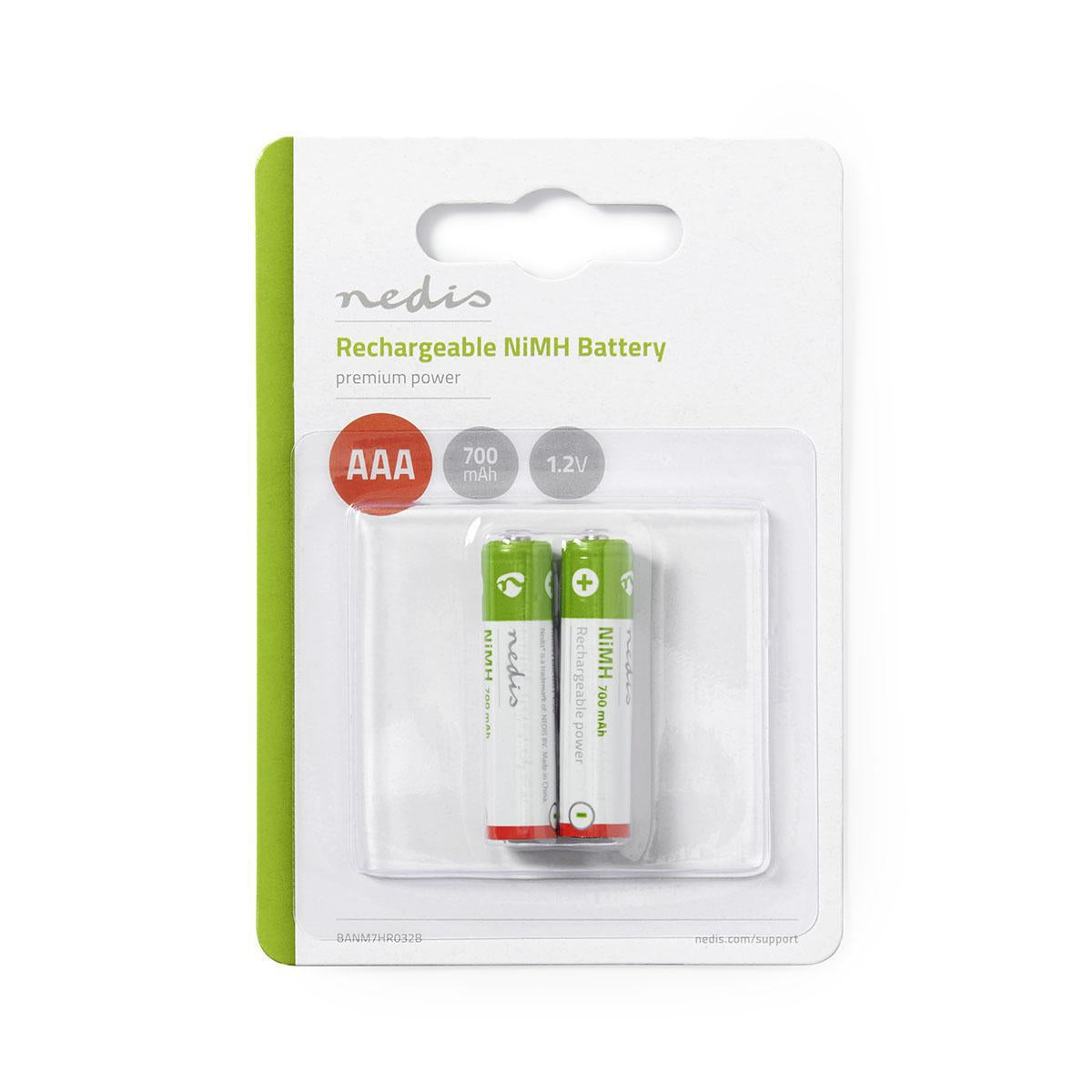 Rechargeable Ni-MH battery AAA | 1.2 V DC | 700 mAh | Preloaded | 2-Blister