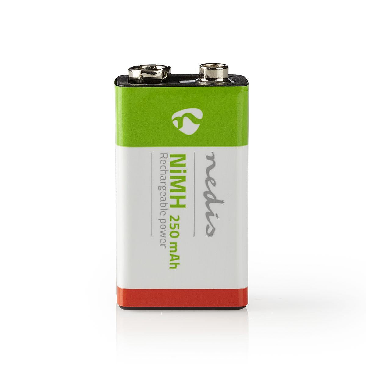 Rechargeable Ni-MH battery E-Block | 8.4 V DC | 250 mAh | Preloaded | 1-Blister | 6LR61 | Green / Red