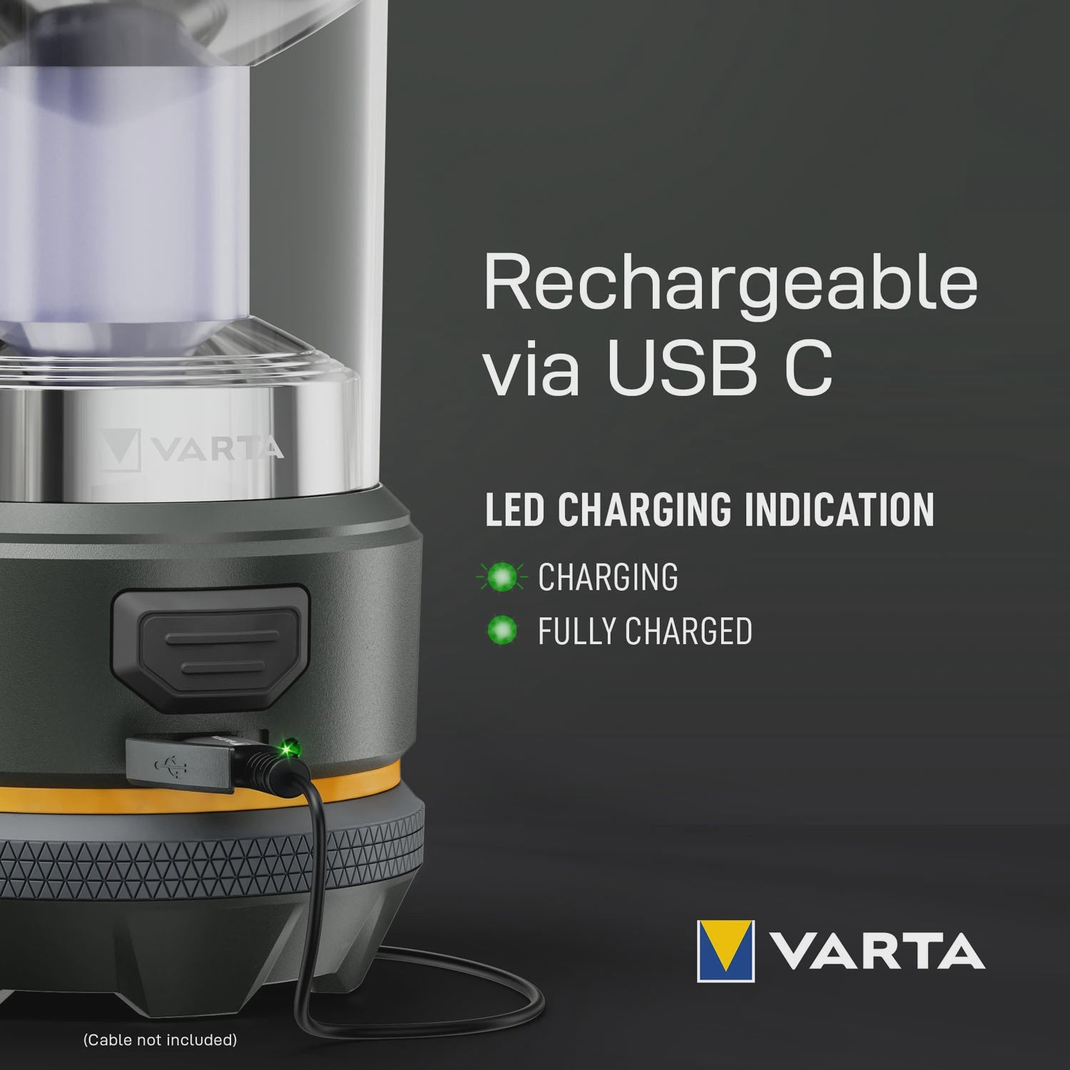 Rechargeable Outdoor Lantern with USB-C, 3 Light Modes