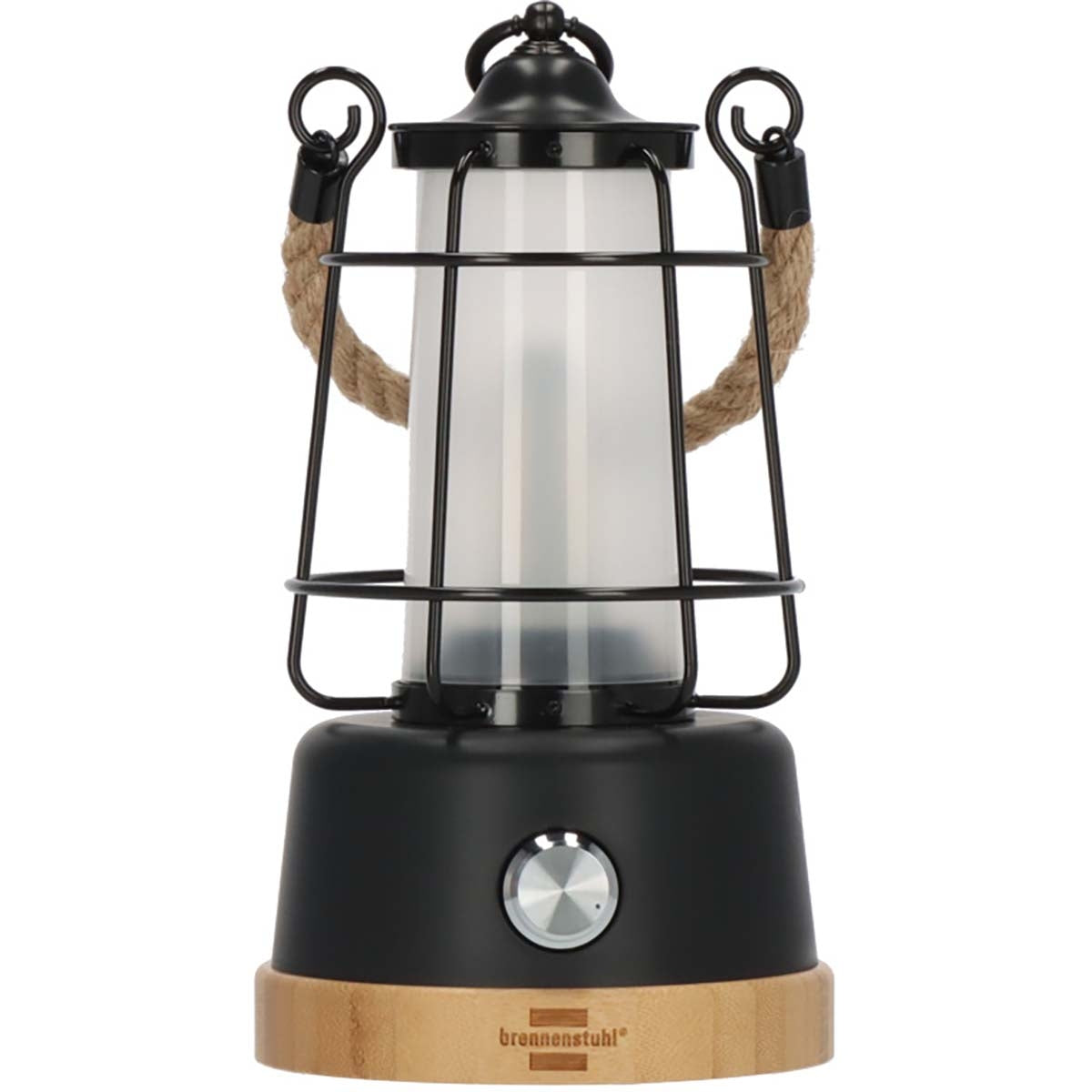 Rechargeable camping lamp CAL 1 with hemp rope and bamboo base (370 lm, IP44, burning time up to 75h, dimmable, adjustable light color)