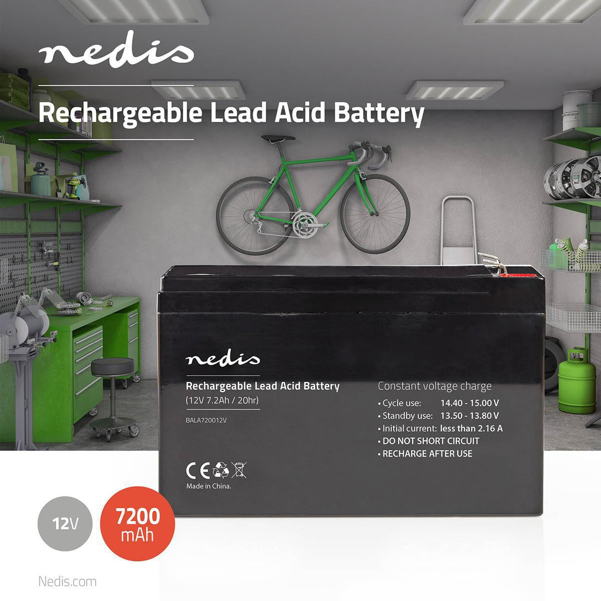 Rechargeable lead acid battery | Lead-acid | Rechargeable | 12 V| 7200 mAh