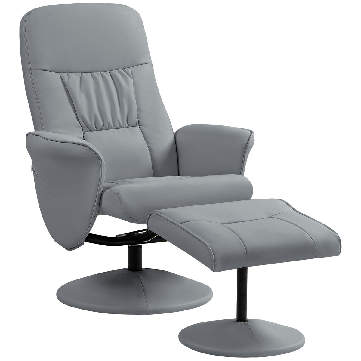 Recliner Chair Set with Ottoman, Adjustable, Light Grey