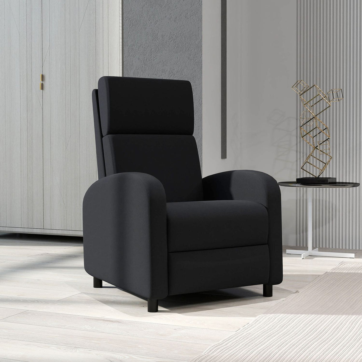 Recliner Chair with Adjustable Backrest and Footrest, Black