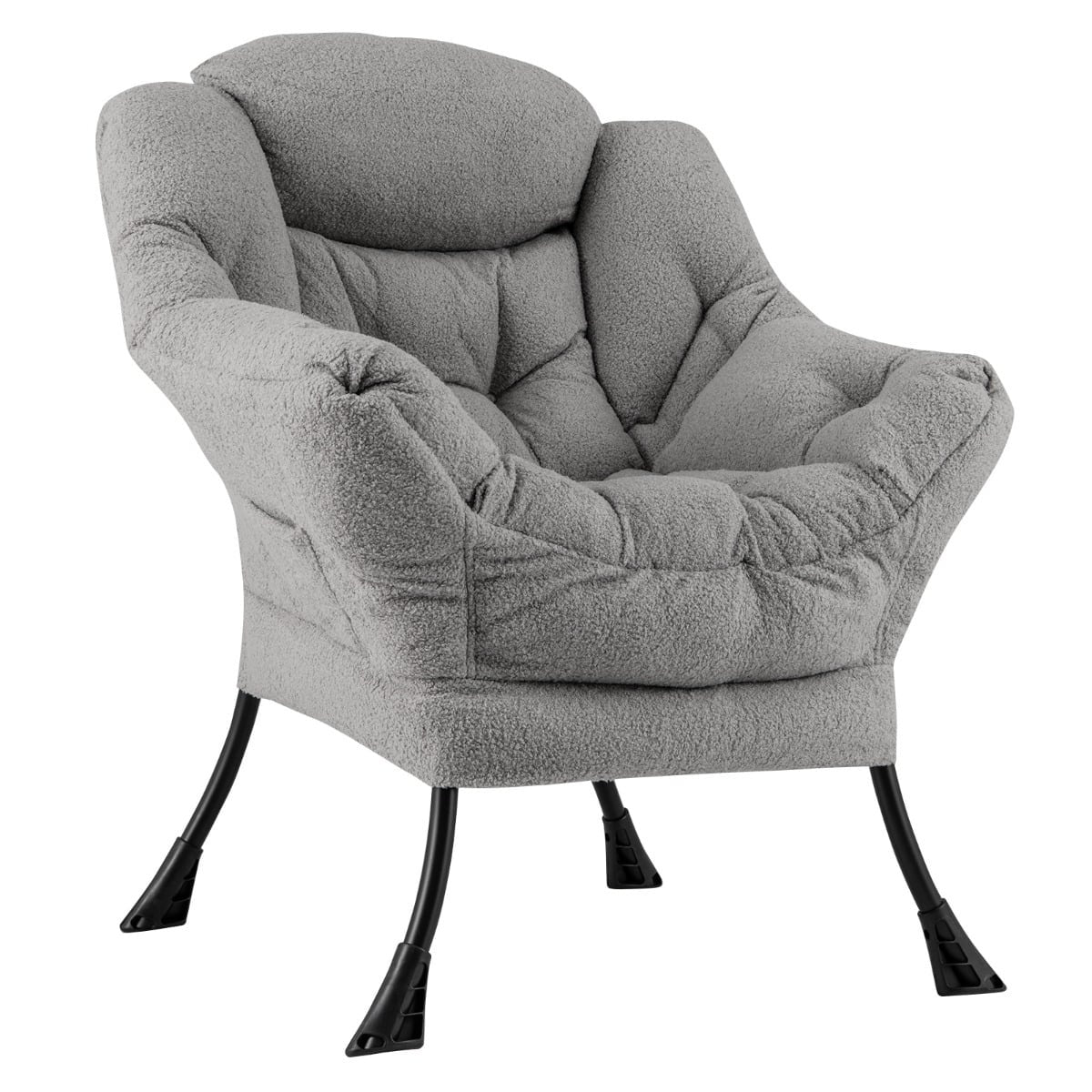 Recliner Chair with Armrests, Side Pocket, Footrest - Grey