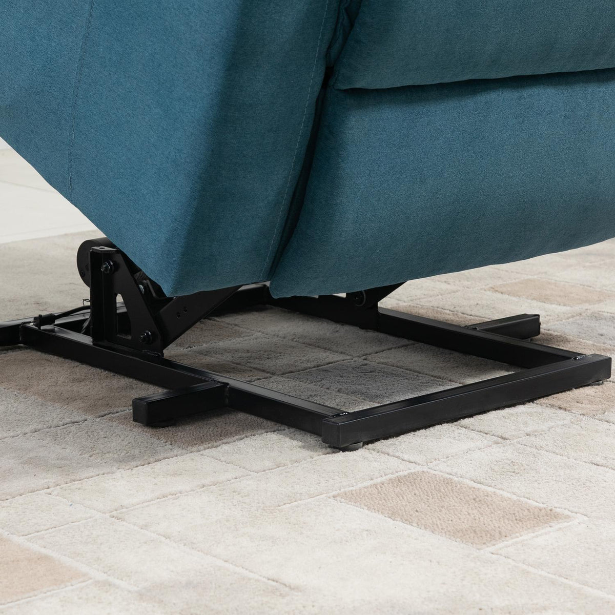 Recliner Electric Tv Chair With Stand-Up Aid For Seniors, Reclining And Sleeping Function, Linen Look, Blue, 83X89X102Cm