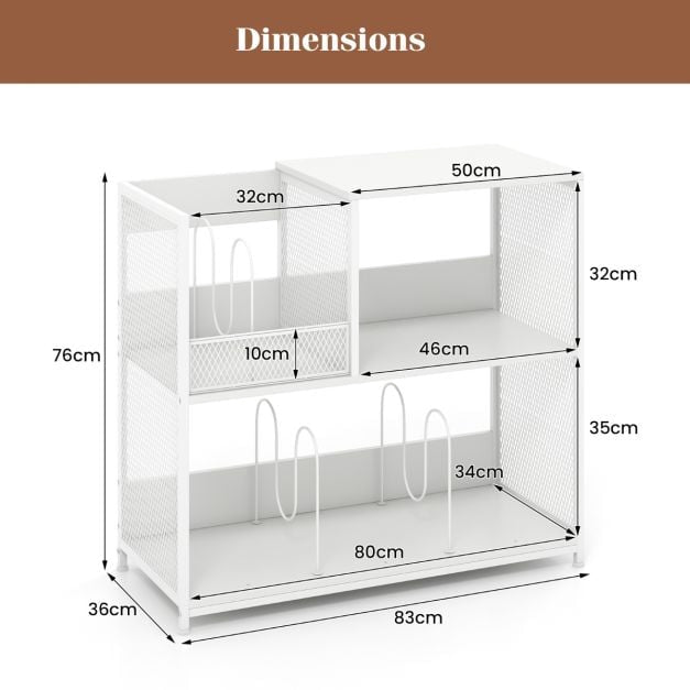 Record Player Stand, 3-Tier Vinyl Storage, White