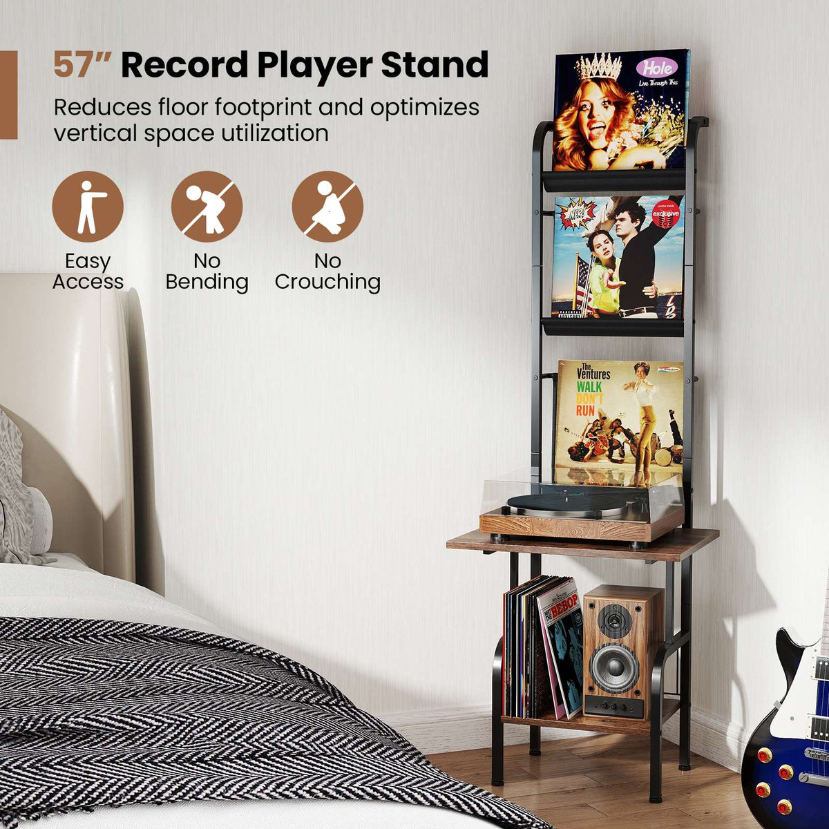 Record Player Stand, 5-Tier Vinyl Display Shelf