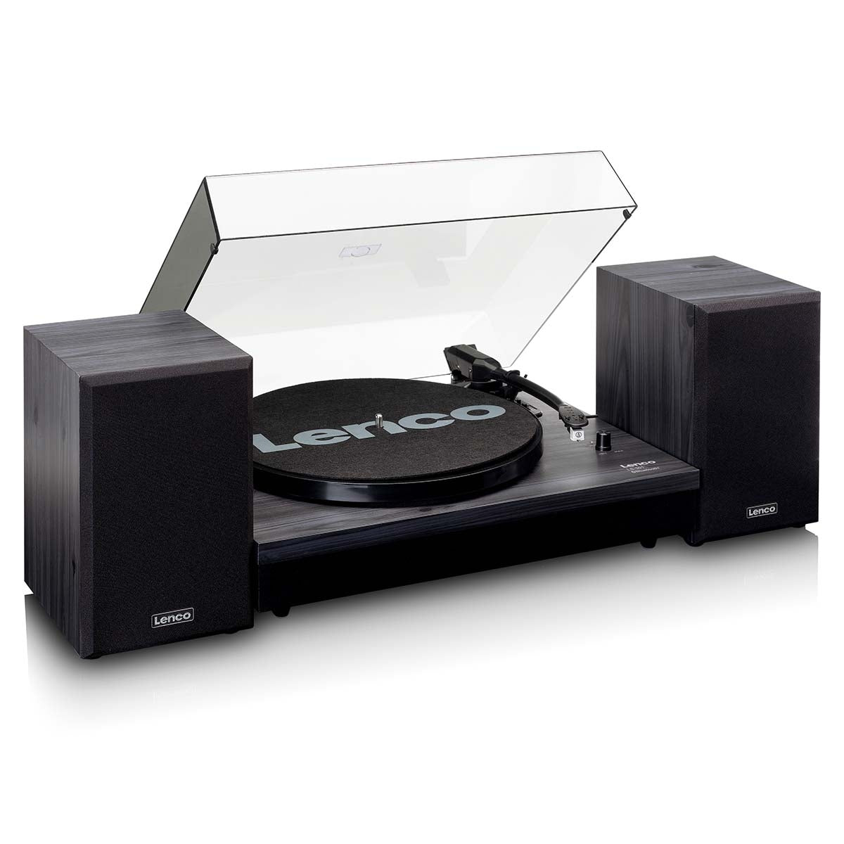 Record player with Bluetooth® and two external speakers black