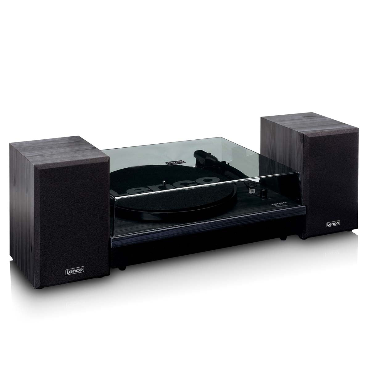 Record player with Bluetooth® and two external speakers black