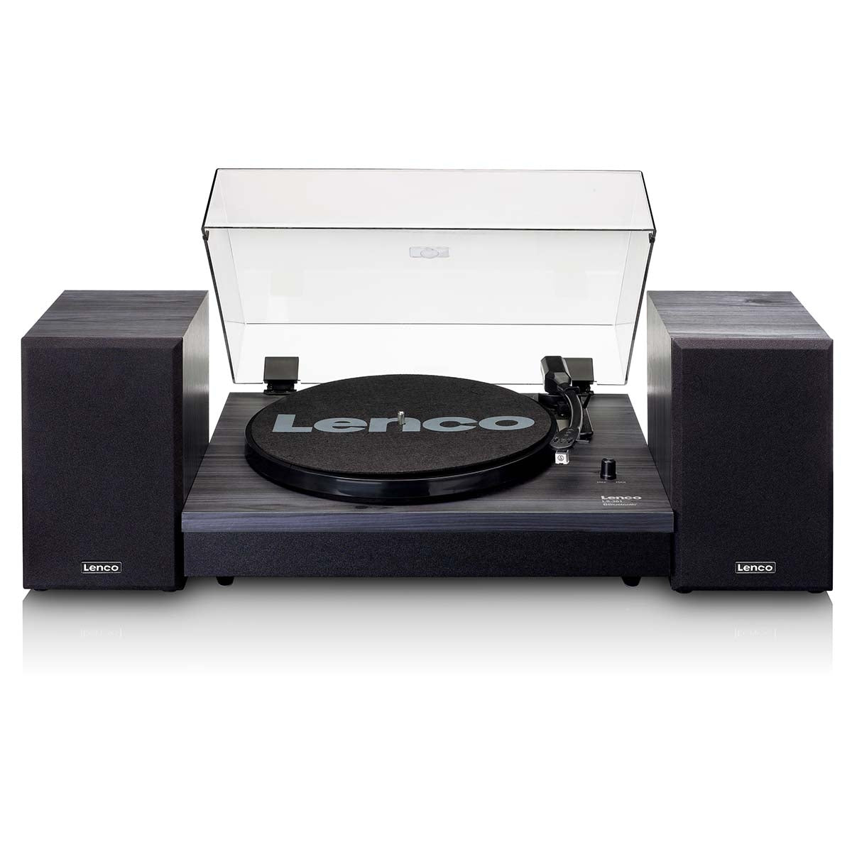 Record player with Bluetooth® and two external speakers black