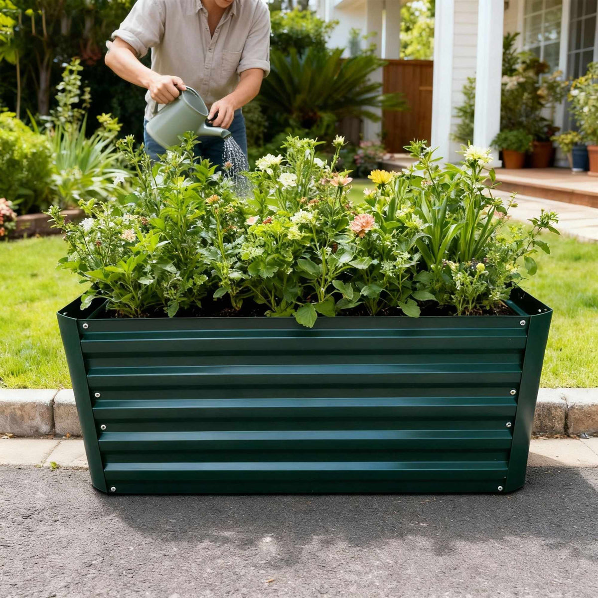 Rectangular Galvanized Metal Planter – Raised Garden Bed