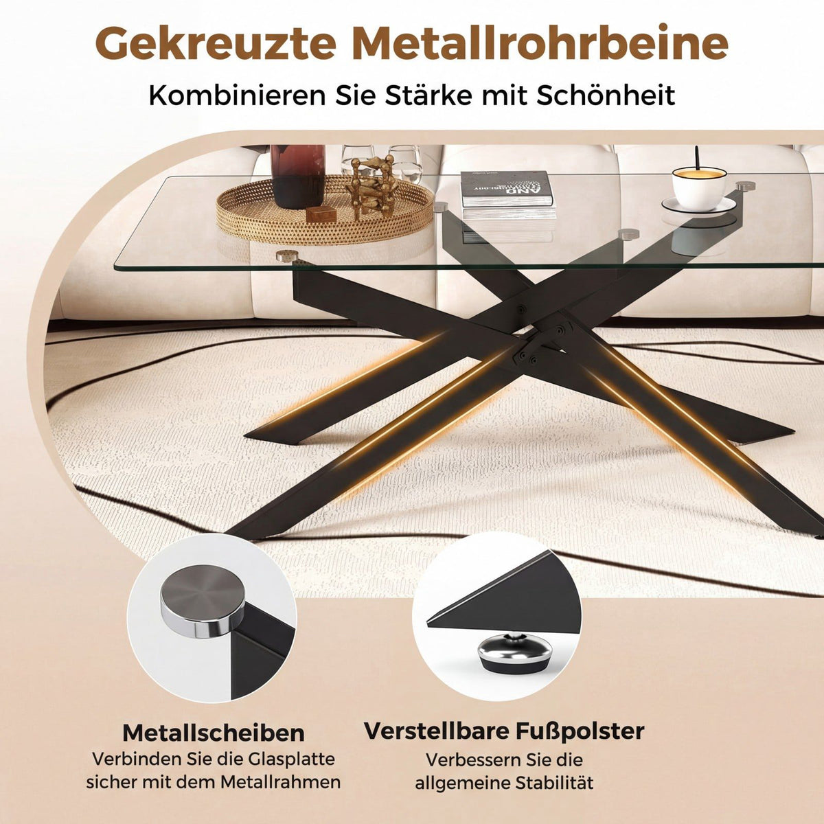 Rectangular Glass Coffee Table, Black, 120x60 cm