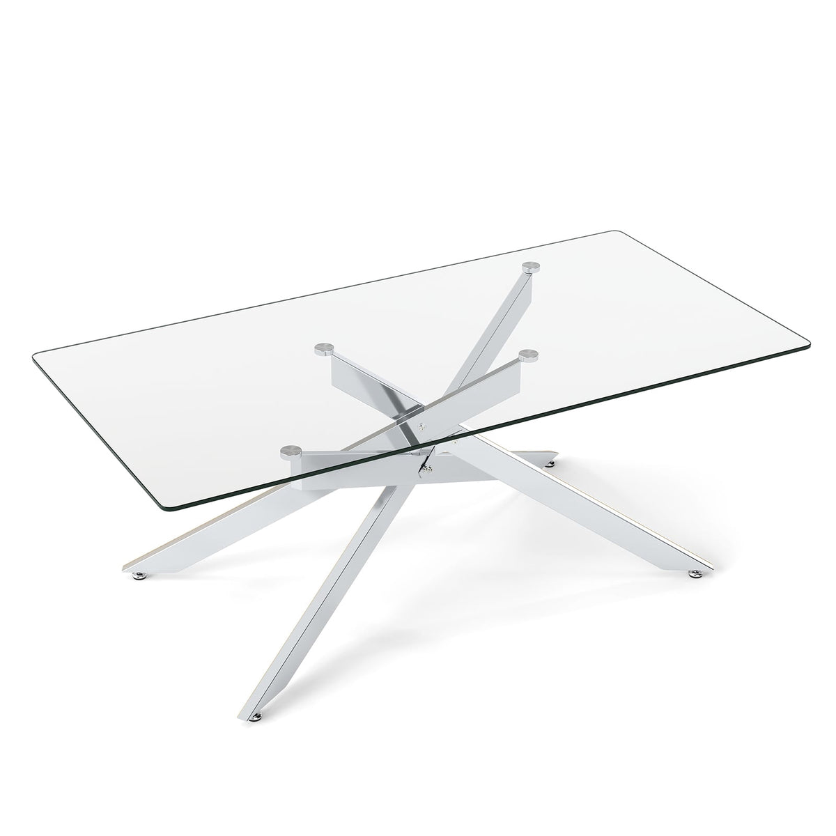 Rectangular Glass Coffee Table, Tempered Glass, 120x60 cm