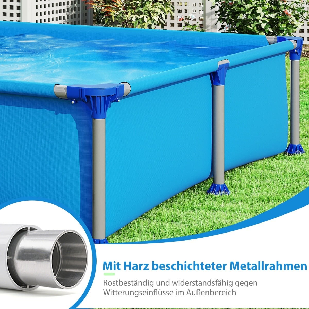 Rectangular Metal Frame Kids Pool, 2.28m x 1.59m x 42cm