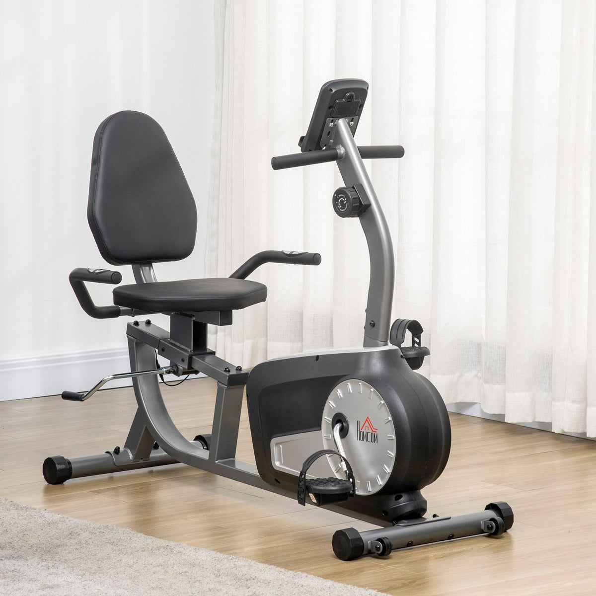 Recumbent Ergometer Exercise Bike Bicycle Trainer With Lcd Display, 8-Level Adjustable Magnetic Resistance, Up To 110 Kg, Steel & Abs
