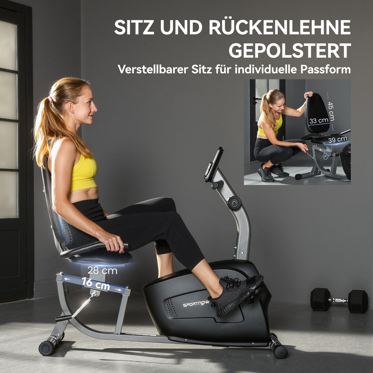 Recumbent Exercise Bike, Magnetic, 8 Resistance Levels, LCD