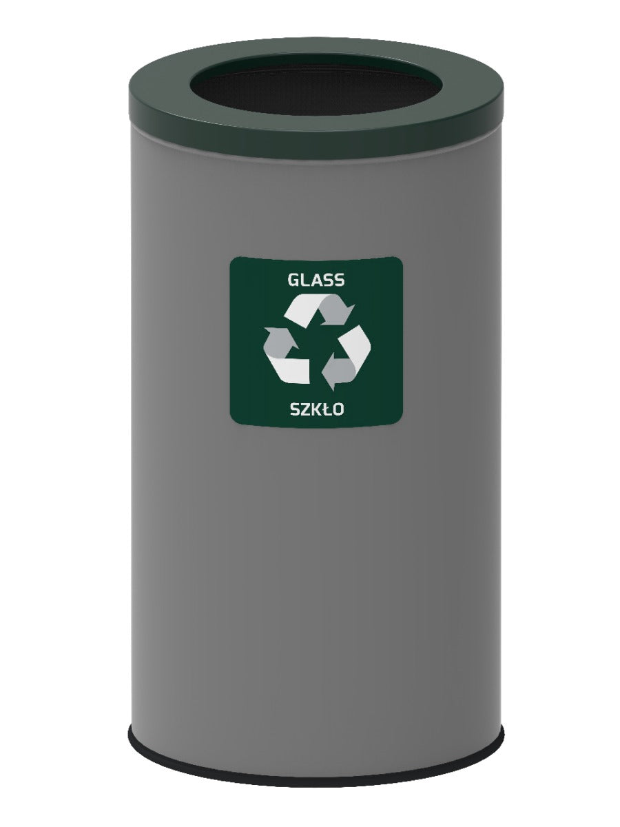 Recycling Bin 75L Green – Steel, Non-Slip Base