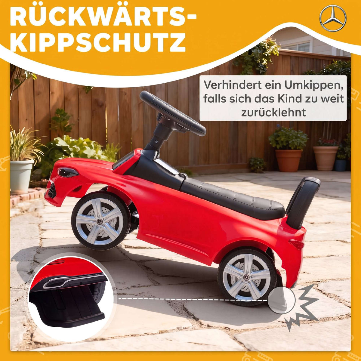 Red Ride-On Car for Kids 18-36 Months with Horn & Storage