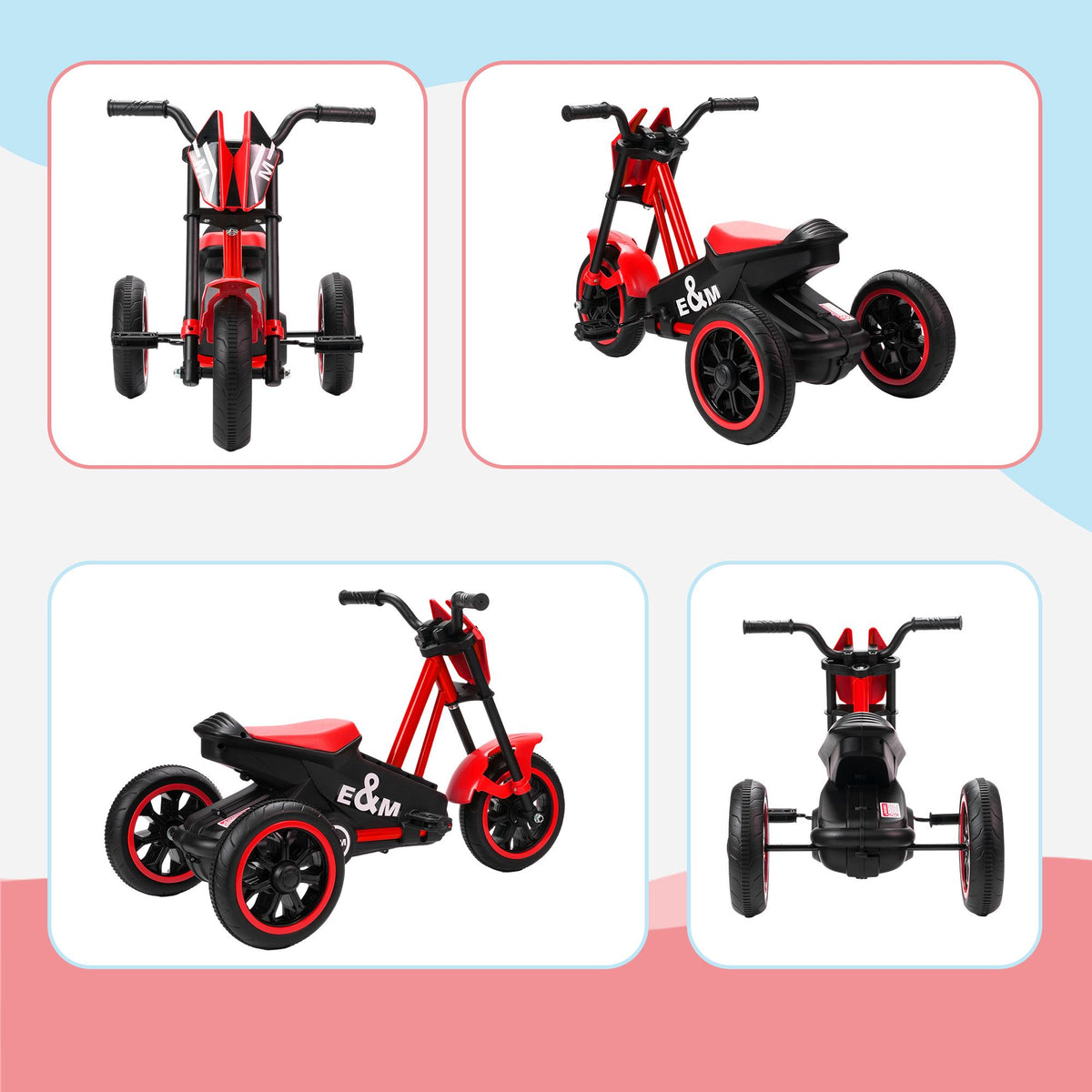 Red Toddler Tricycle with Steel Frame, Ages 18–36 Months