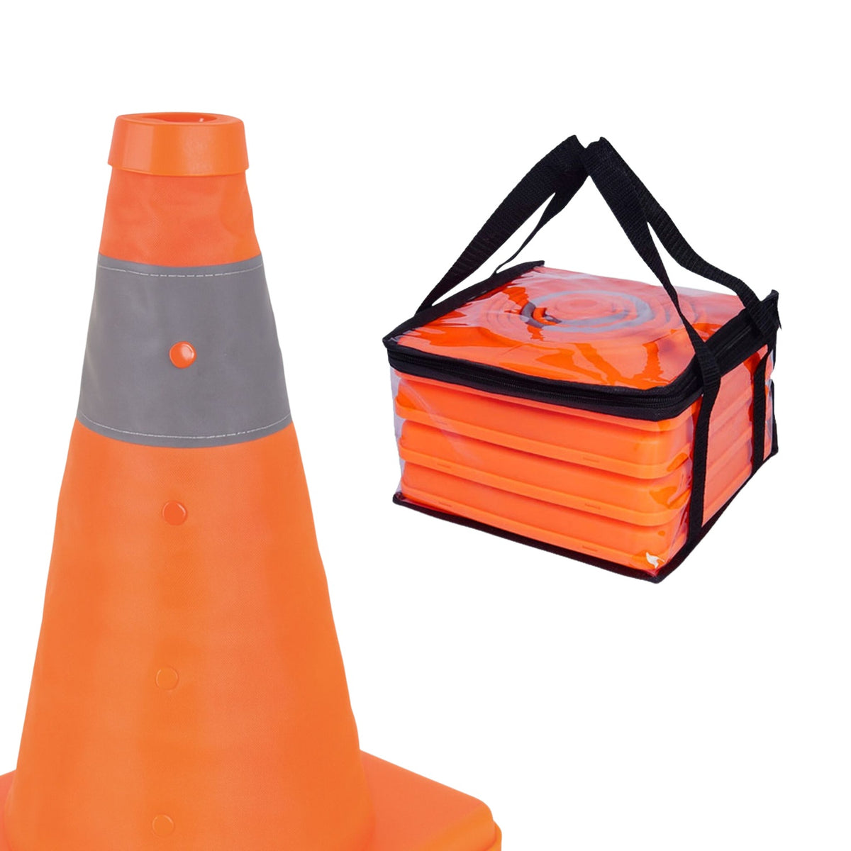 Reflective Foldable Safety Cones, Set of 4, Outdoor Use