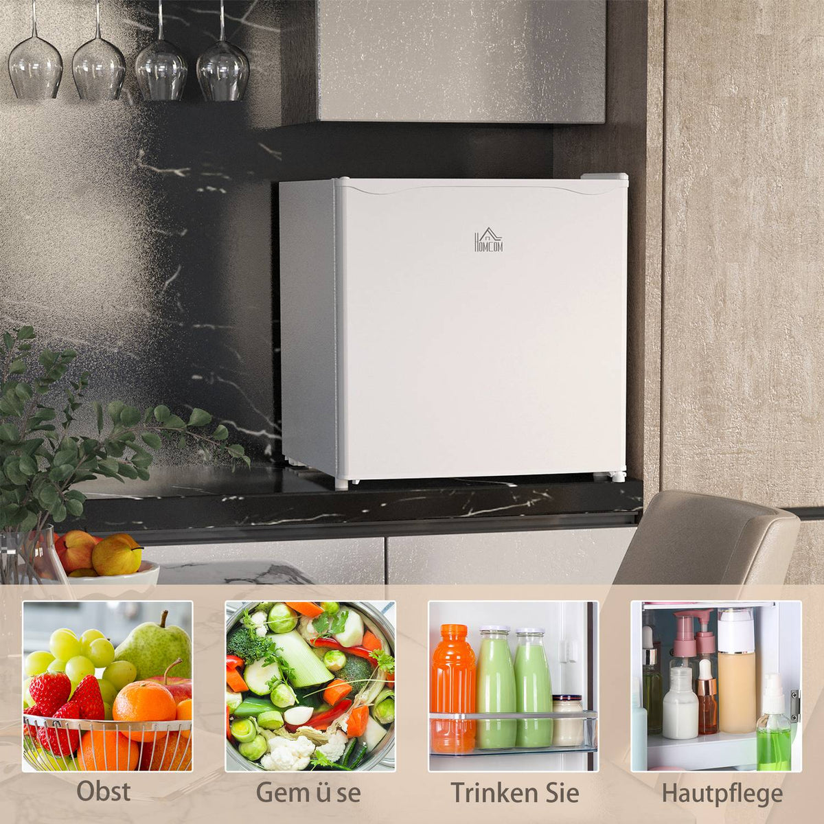 Refrigerator 46L Freestanding Freezer Box 65W Electric Refrigerator with Small Freezer Storage 0 to 8℃ Temperature Control 48 X 44 X 49 Cm White