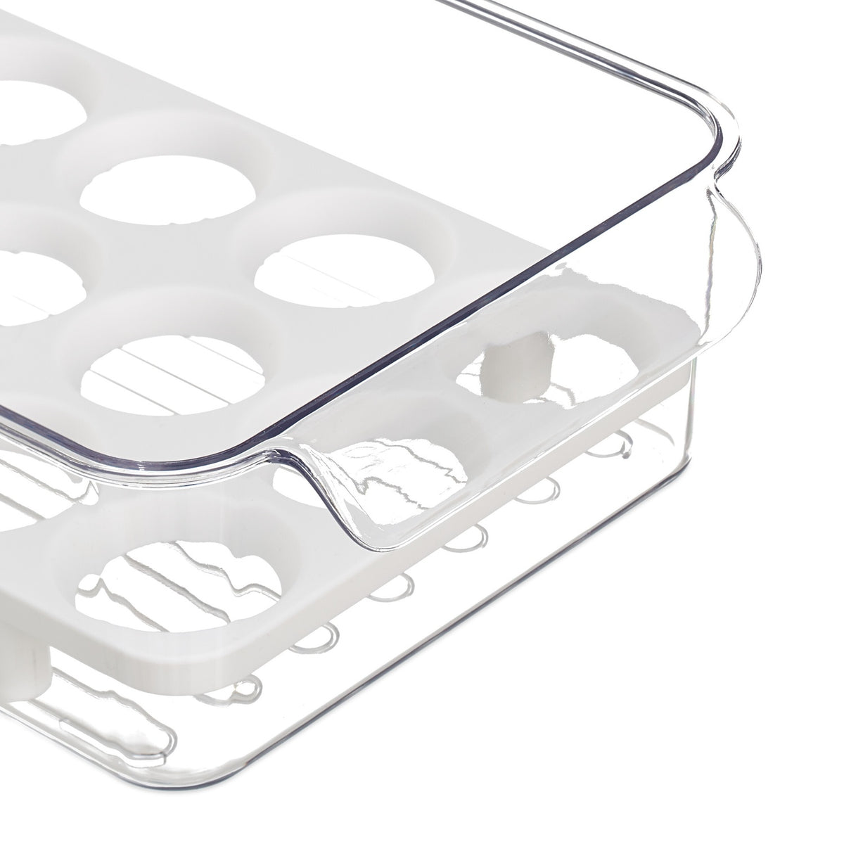 Refrigerator with egg box for 18 eggs