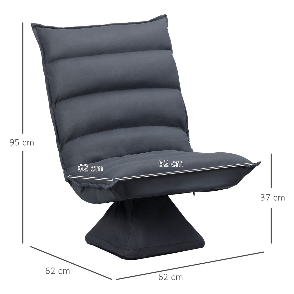 Relaxation Chair Floor Sofa Floor Chair With 360° Rotating Base, 5-Level Adjustable Backrest, Steel, Dark Gray