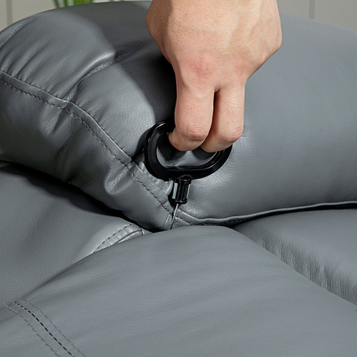 Relaxation Chair, Massage Function, Electric Tv Chair, 8 Vibration Heads, Rocker Function, Rotatable, Remote Control, Side Pocket, Faux Leather, Gray