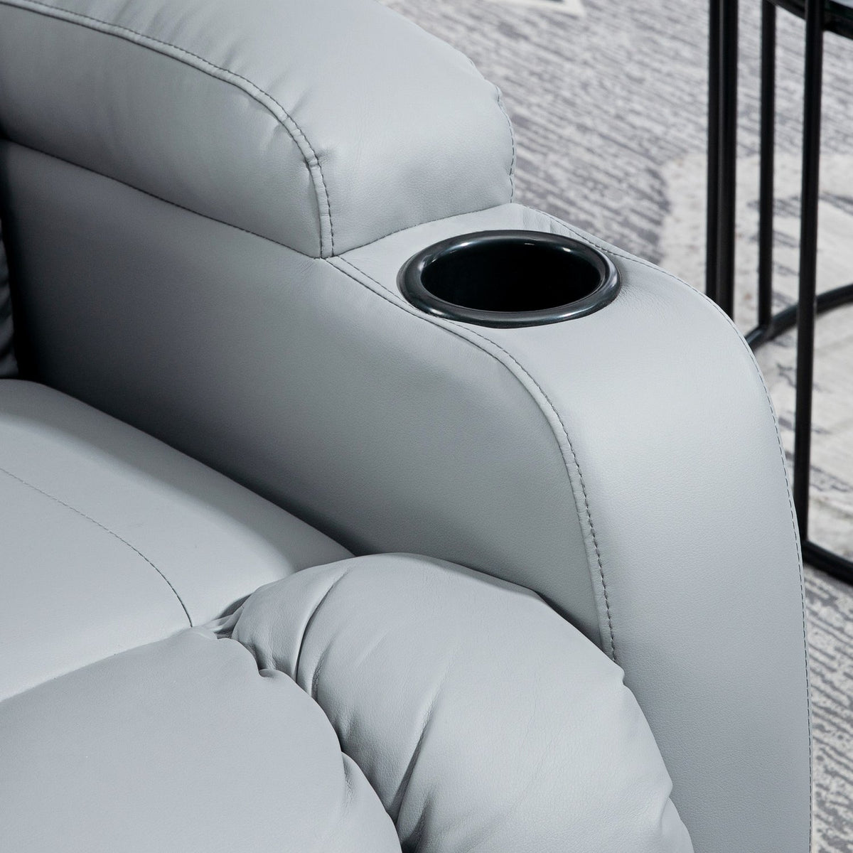 Relaxation Chair Massage Function Electric Tv Chair Reclining Function Rocker Function Rotatable Remote Control Up To 150Kg Artificial Leather Light Gray