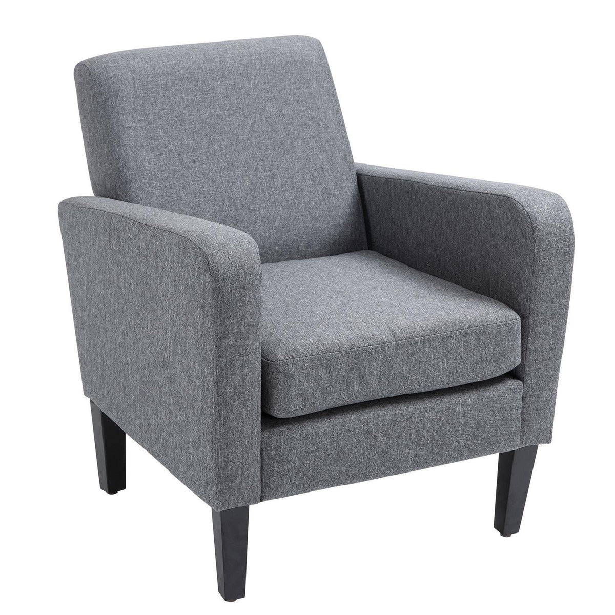 Relaxation Chair Single Chair With Upholstery, Wooden Feet, Linen Fabric, Light Gray, 66X72X74Cm