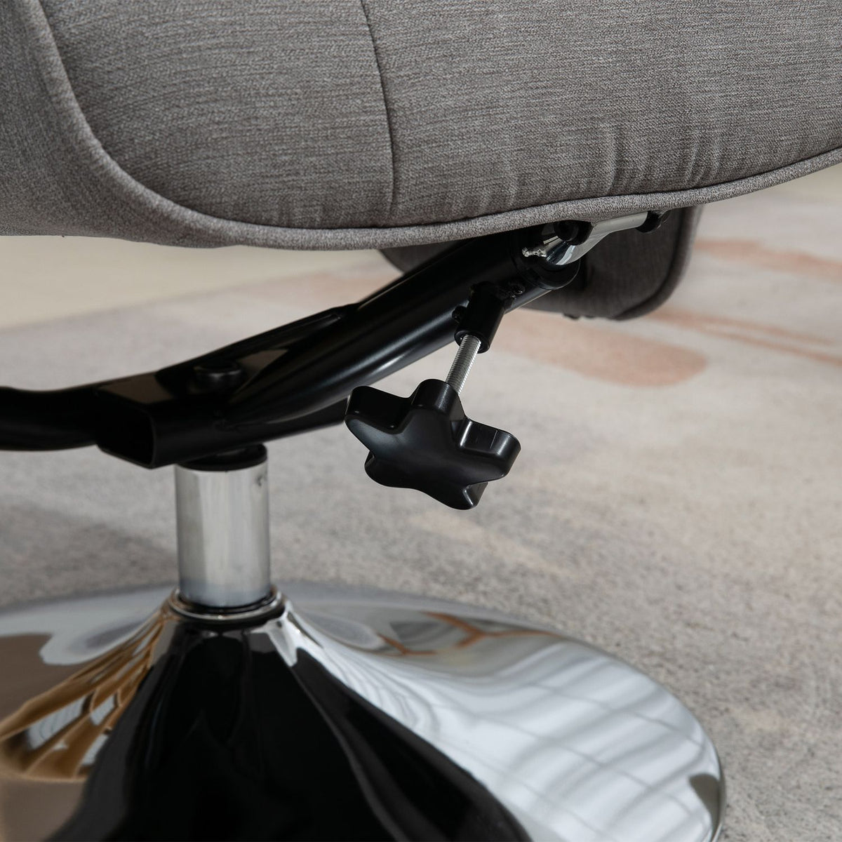 Relaxation Chair Stool Rotatable Tv Chair Reclining Function Tv Chair Up To 150Kg Reclining Chair Velvet Gray