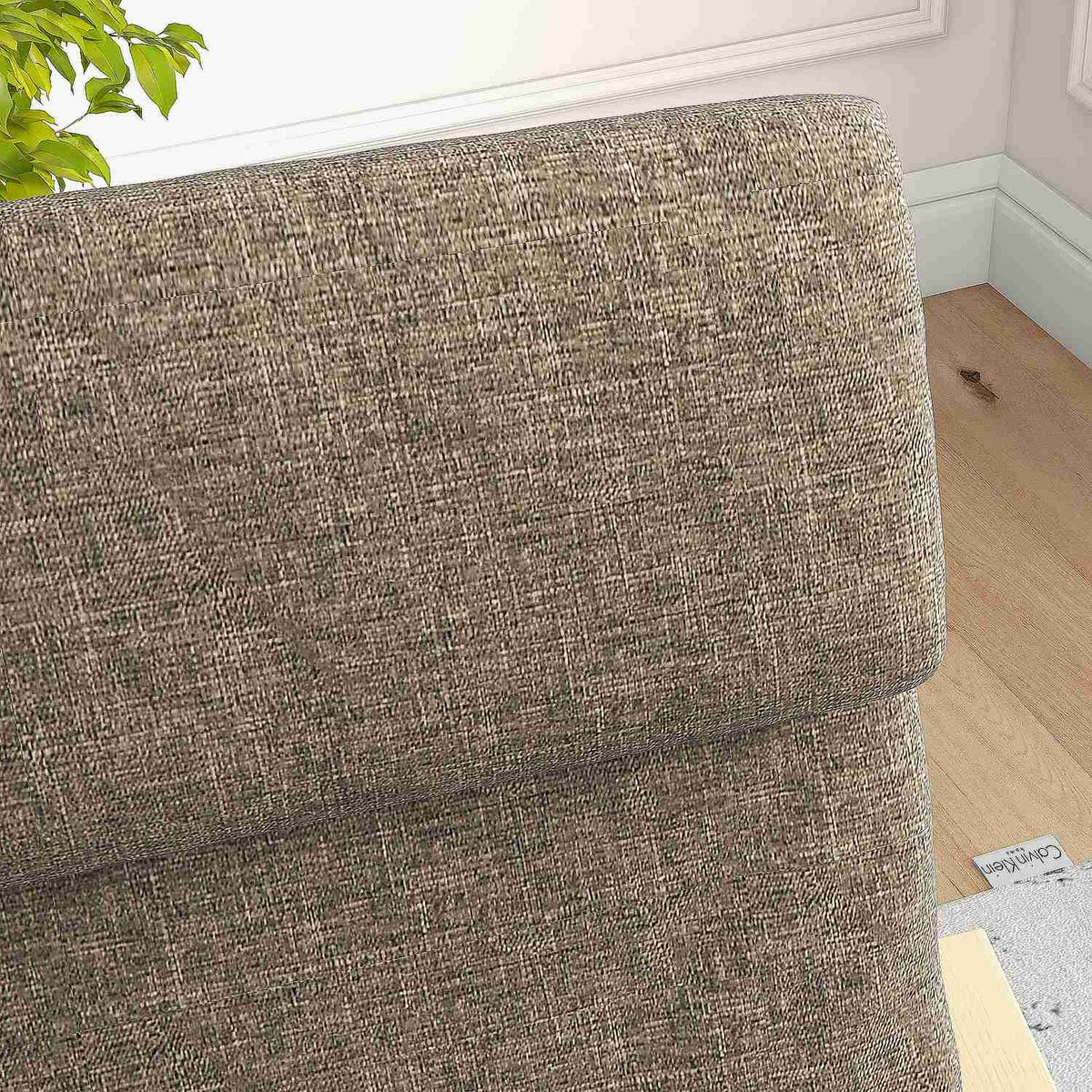 Relaxation Chair, Swing Chair With Pillow, Linen Look, Birch Wood, Brown