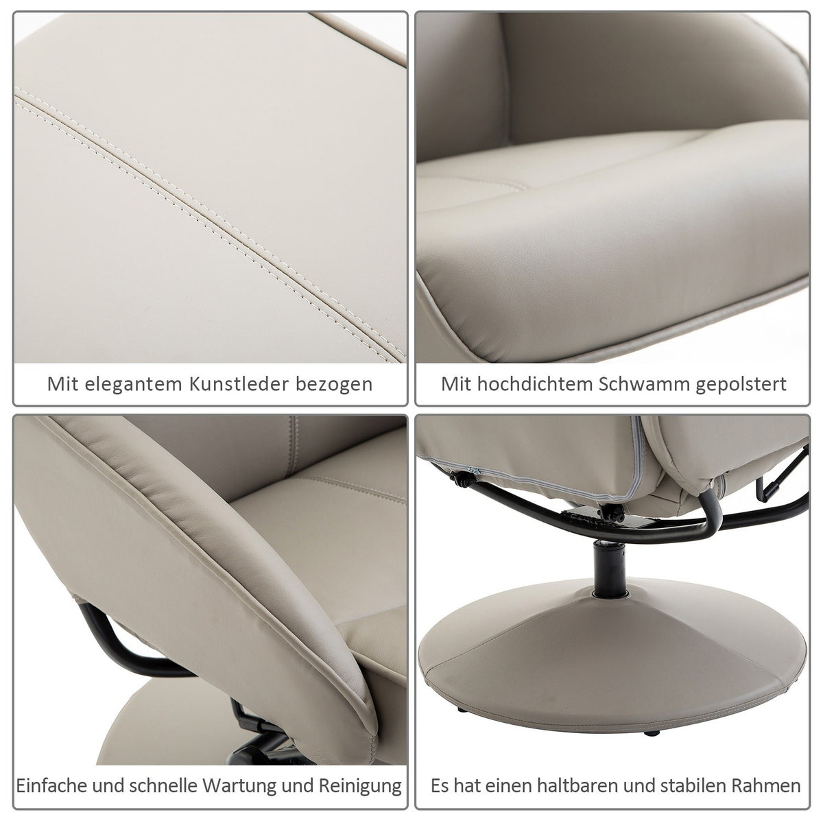 Relaxation Chair Tv Chair Armchair 360° Rotatable With Footrest Gray L78 × W71 × H101 Cm