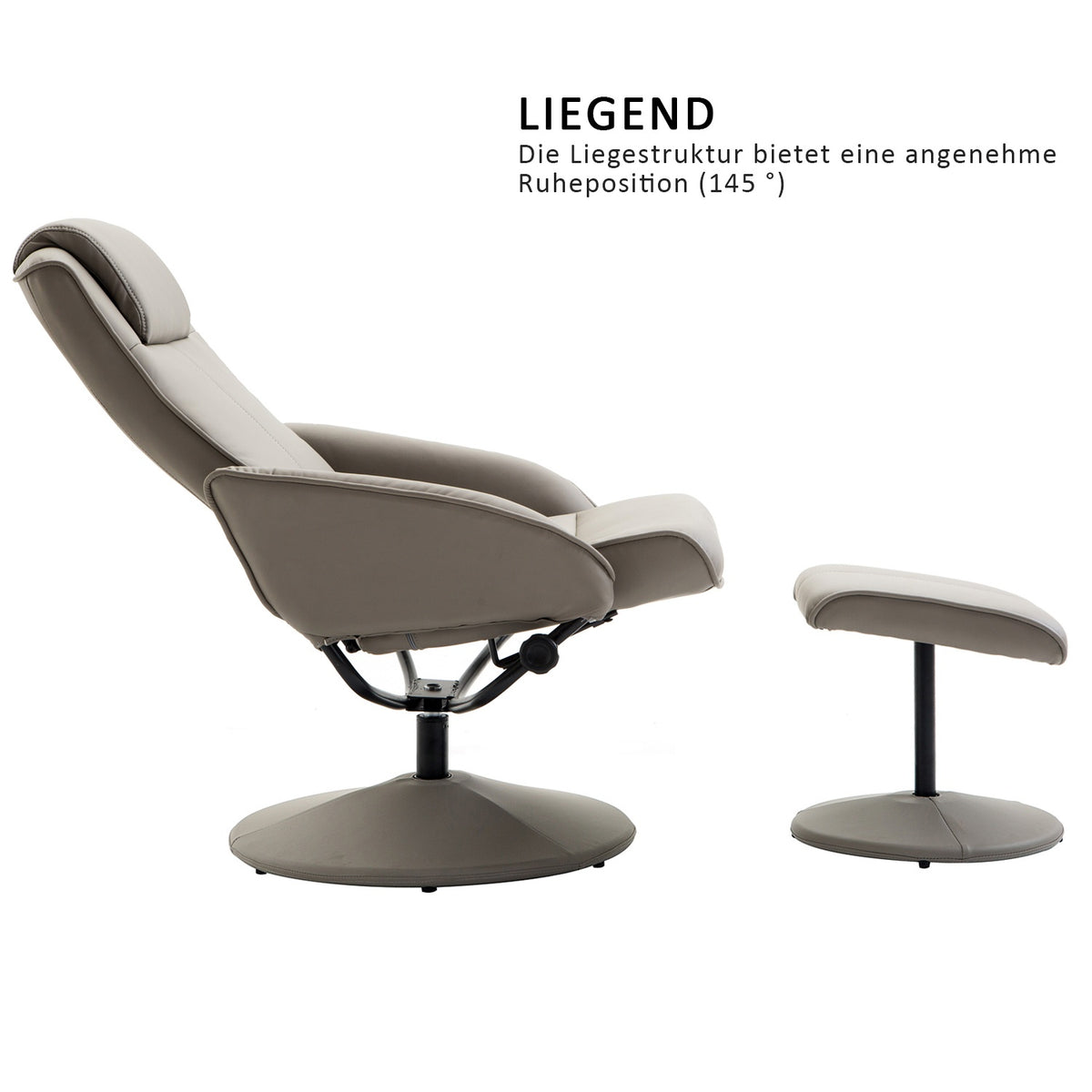 Relaxation Chair Tv Chair Armchair 360° Rotatable With Footrest Gray L78 × W71 × H101 Cm