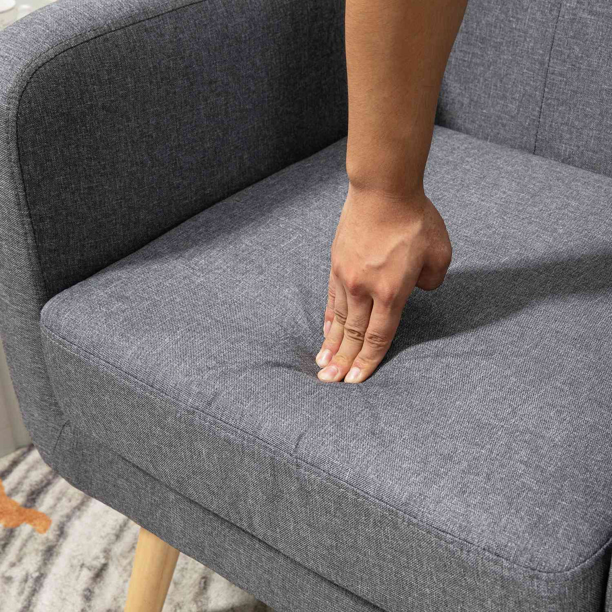 Relaxation Chair, Tv Chair, Upholstered Chair With Linen Look Seat Cushion, Wooden Legs, For Living Room, Bedroom, Light Gray
