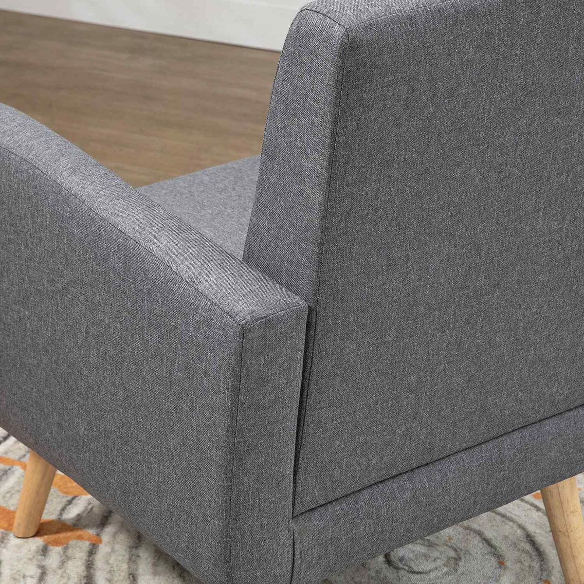 Relaxation Chair, Tv Chair, Upholstered Chair With Linen Look Seat Cushion, Wooden Legs, For Living Room, Bedroom, Light Gray