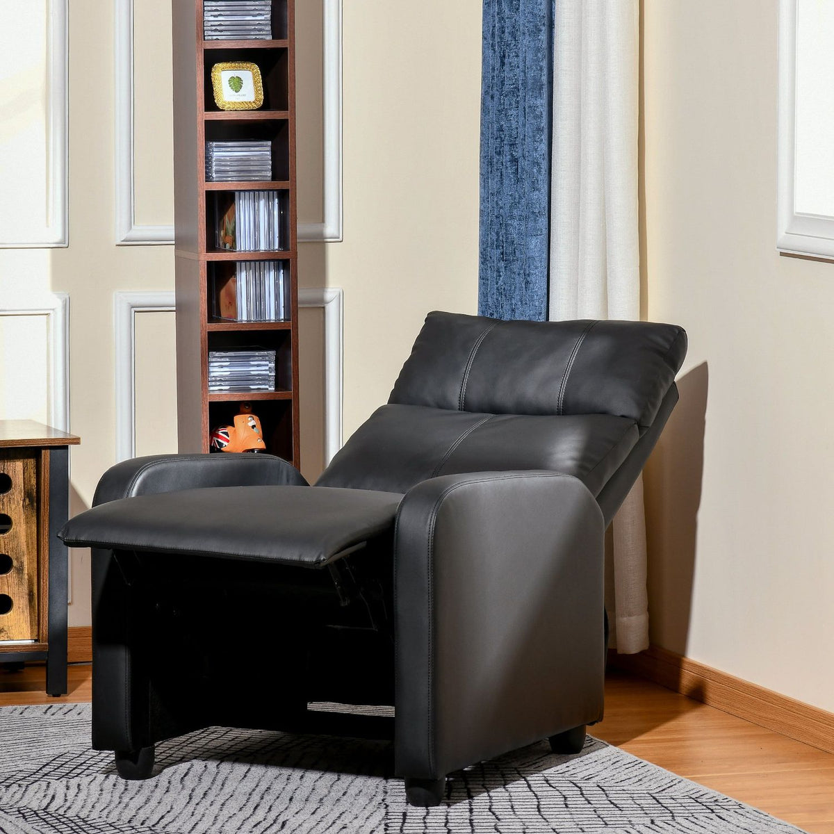 Relaxation Chair Tv Chair With Reclining Function Faux Leather (Black)