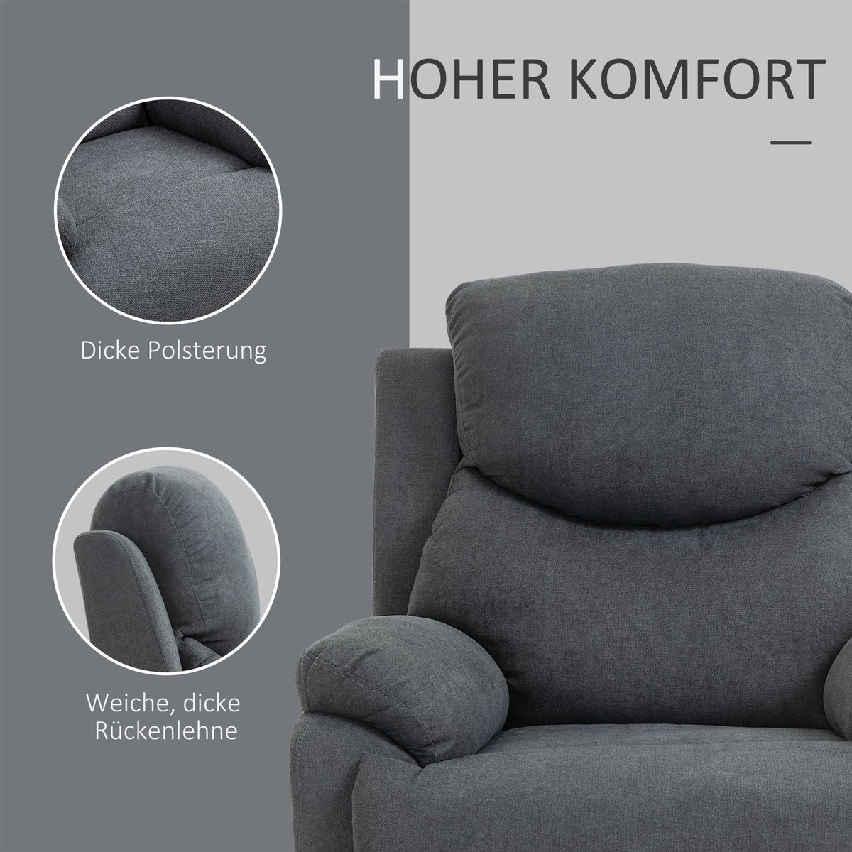 Relaxation Chair, Tv Chair With Reclining Function, Reclining Chair In Linen Look, Up To 150 Kg, Tv Chair