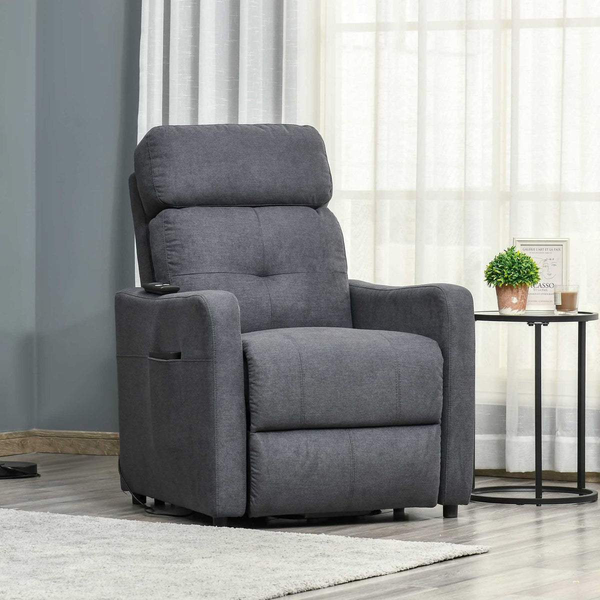 Relaxation Chair Tv Chair With Reclining Function Stand-Up Aid Polyester Fabric Steel Gray 71 X 94 X 104 Cm