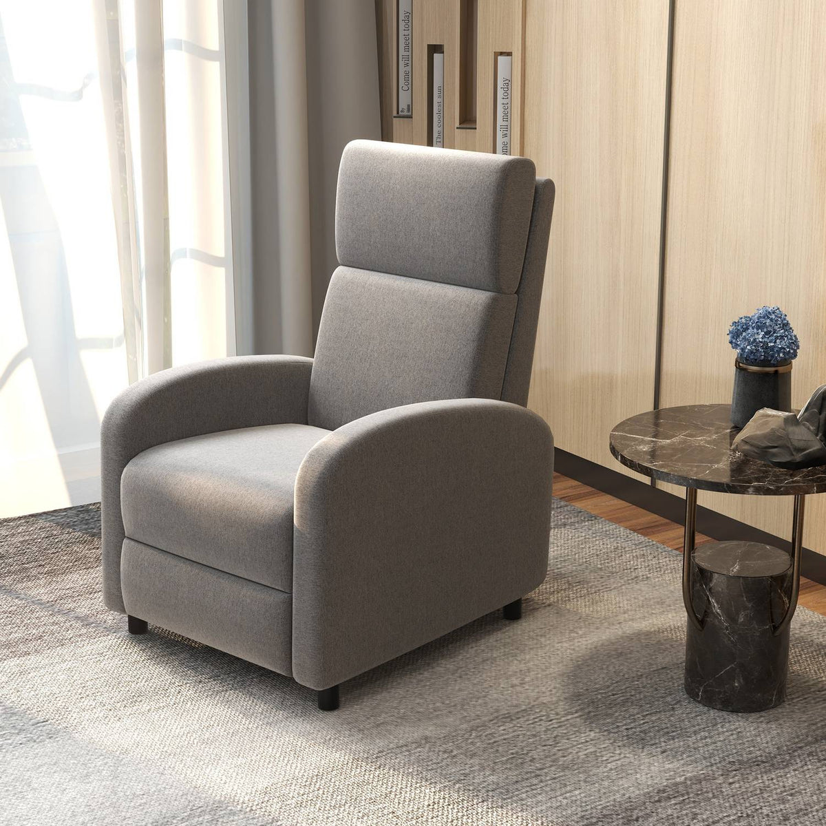 Relaxation Chair, Tv Chair With Reclining Function, Upholstered Tv Chair, Reclining Chair With Linen Look, Footrest, Load Capacity Up To 120 Kg, For Living Room, Gray