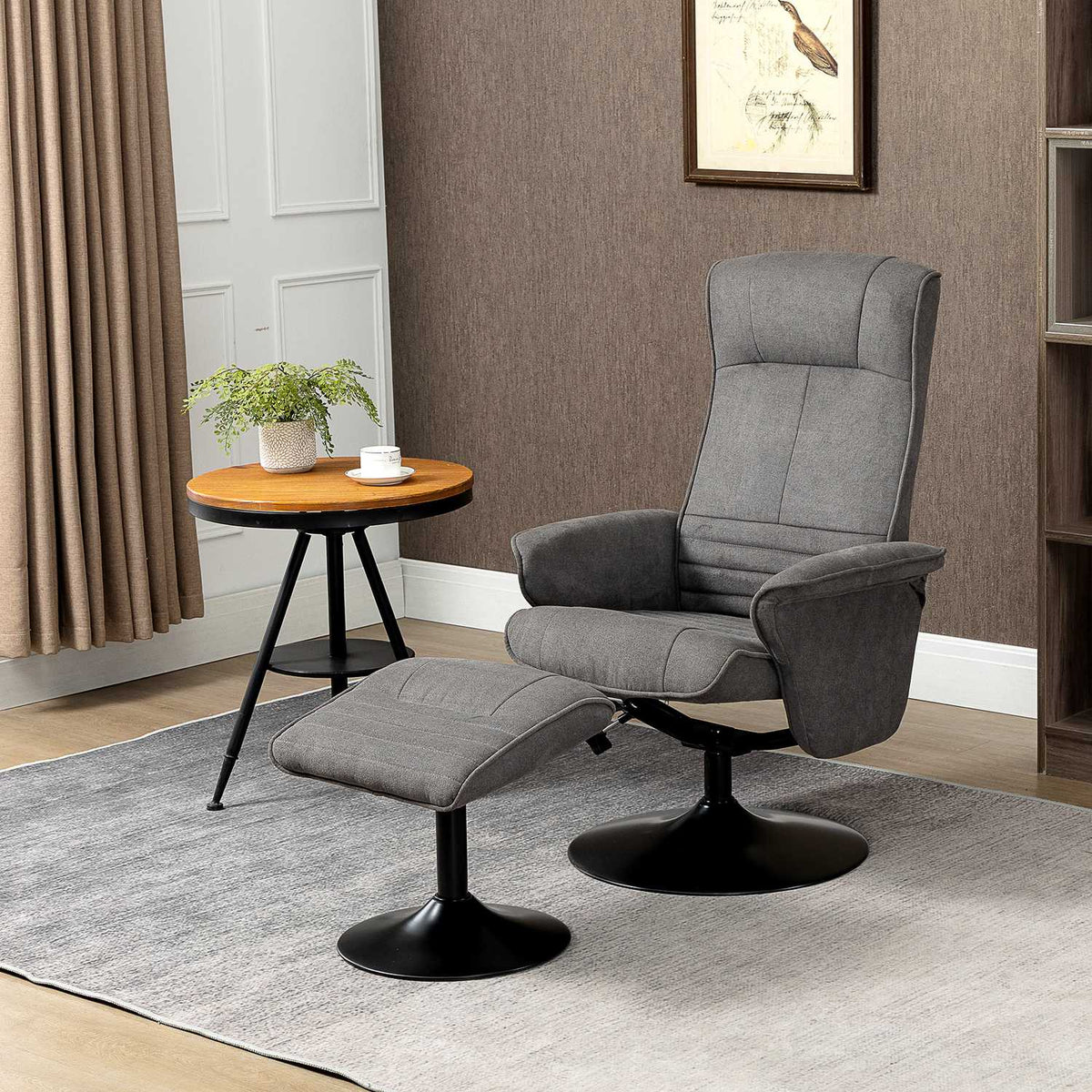 Relaxation Chair With Footstool 360° Rotating Tv Chair Adjustable Backrest Armchair With Stool Foam Dark Gray 69 X 71 X 104 Cm
