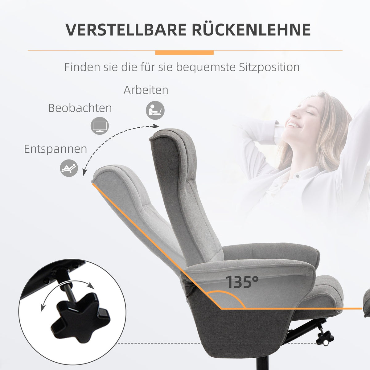 Relaxation Chair With Footstool 360° Rotating Tv Chair Adjustable Backrest Armchair With Stool Foam Dark Gray 69 X 71 X 104 Cm