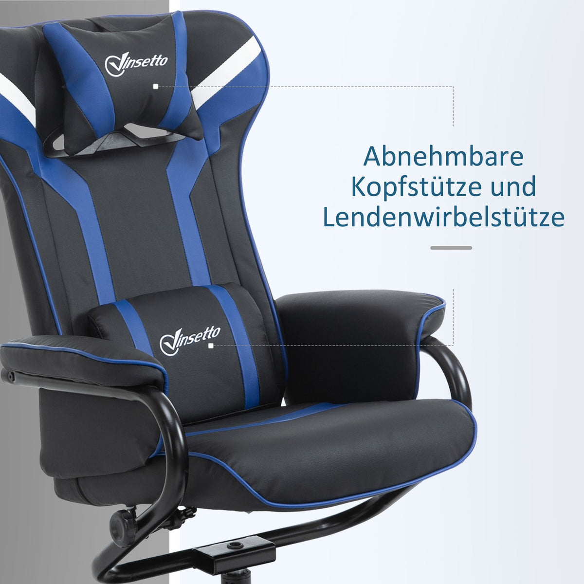 Relaxation Chair With Footstool, Tv Chair, Upholstered Chair In Game Style, Gaming Chair With Reclining Function, 130° Tiltable, Dark Blue + Black