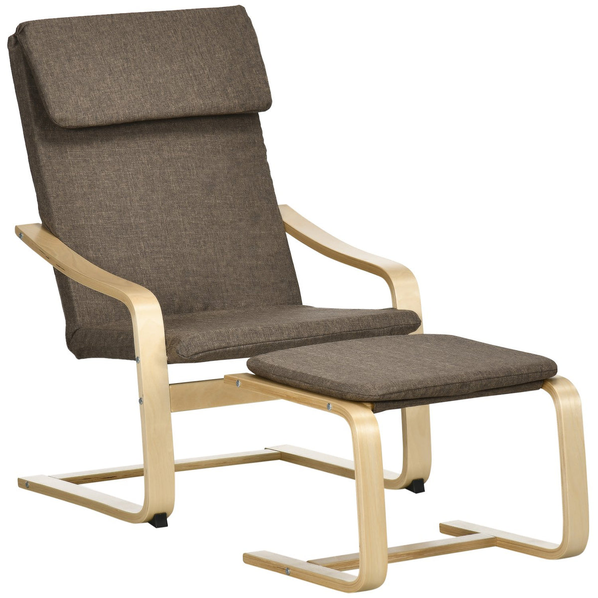 Relaxation Chair With Footstool, Wing Chair With Stool, Dining Chair With Linen Cover For Living Room, Brown 67 X 72 X 100 Cm