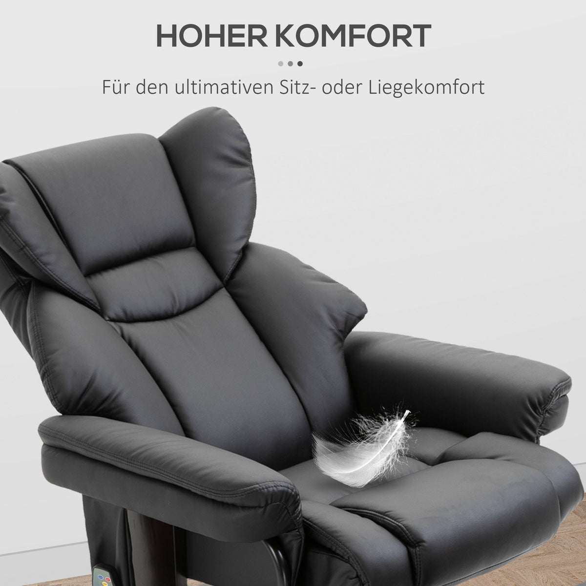 Relaxation Chair With Massage Function And Footstool Massage Chair With Reclining Function, Faux Leather, Black