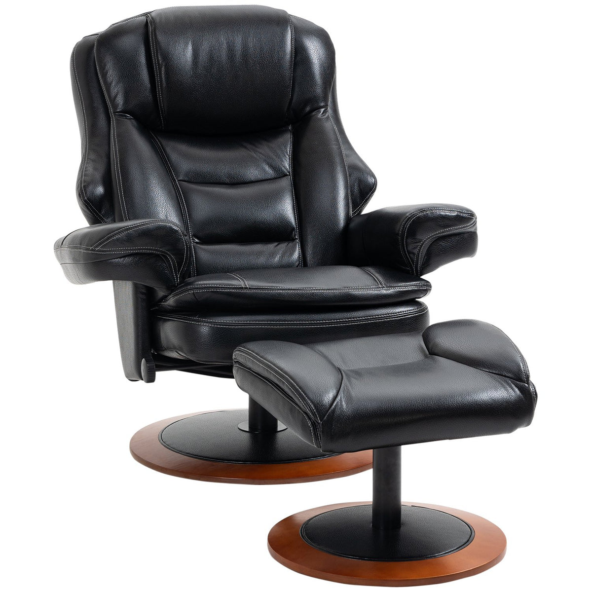 Relaxation Chair With Ottoman And Reclining Function Tv Chair, Swivel Tv Chair, Up To 150 Kg, Faux Leather, Black